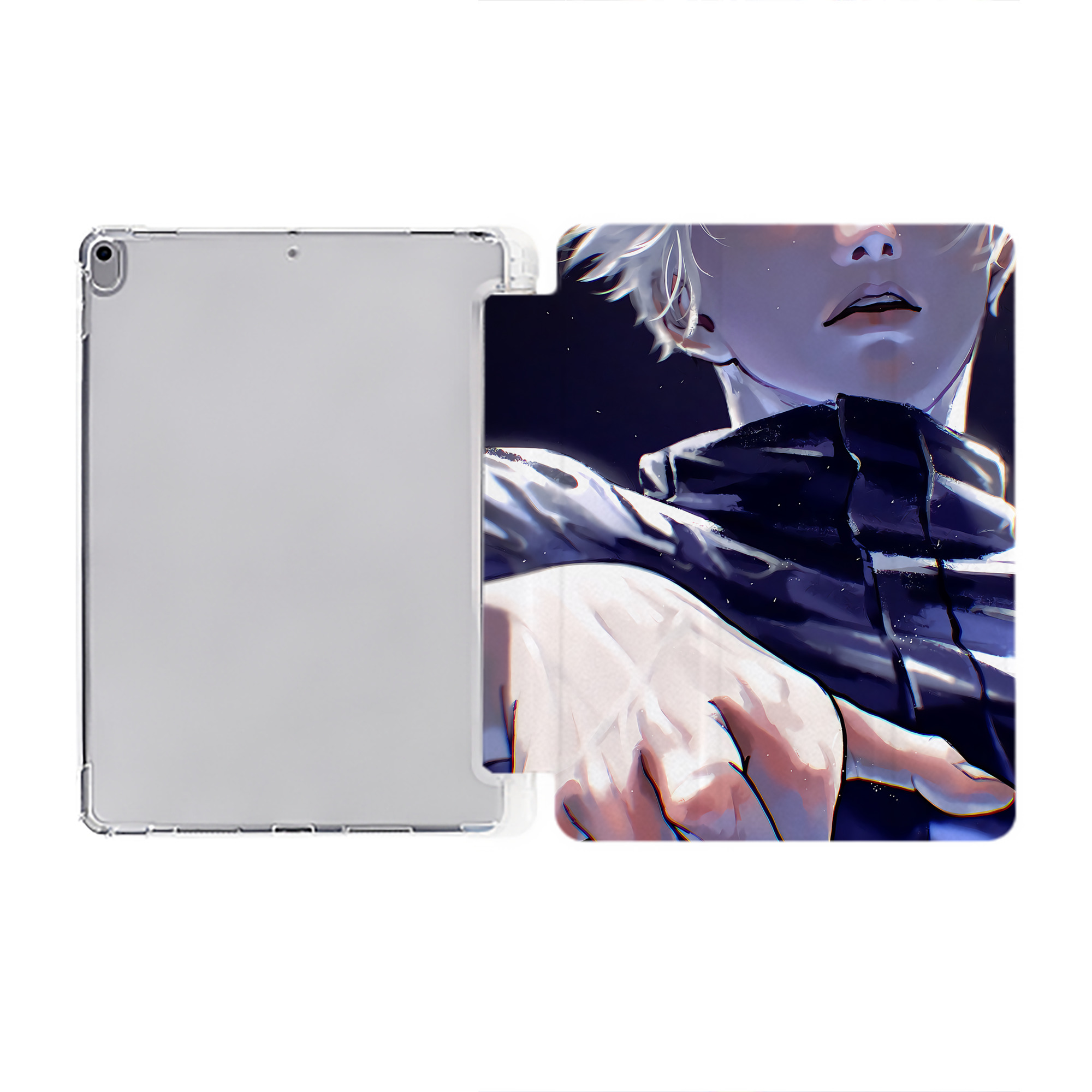 （画像用） 呪術廻戦 Jujutsu Kaisen IPad ケース ペン収納付き 三つ折りスタンド PUレザー×シリコン 対応機種9.5/10.5/10.9インチ